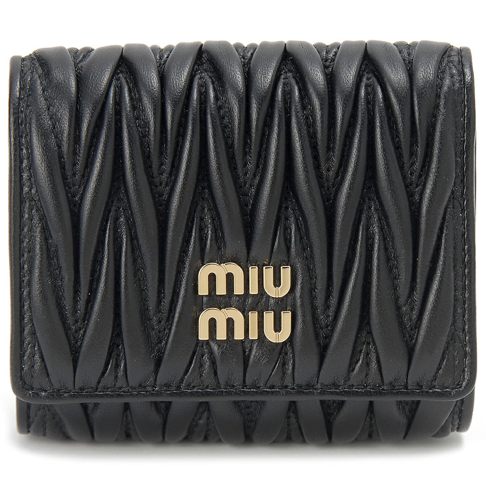 Miu Miu Tri Fold Wallet Black Tri Fold